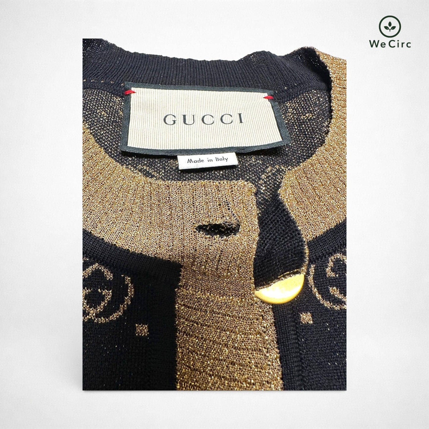 GG Metallic Woll-Jacquard Cardigan Schwarz M - Detailbild