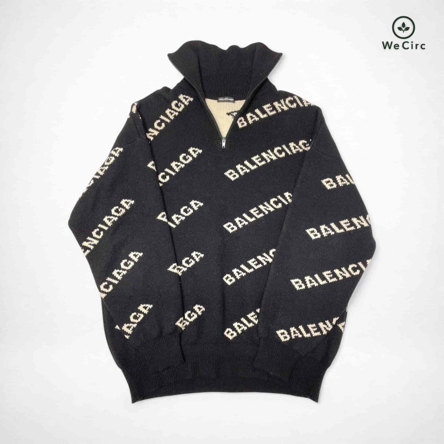 Allover Logo Half-Zip Sweater Schwarz L - Detailansicht