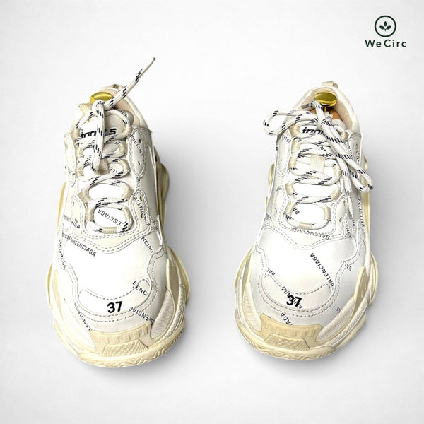 Triple S Logo Print Sneaker Weiß 37